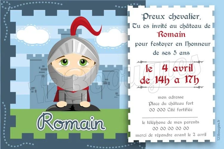 Carte Anniversaire Enfants Chevalier Arc